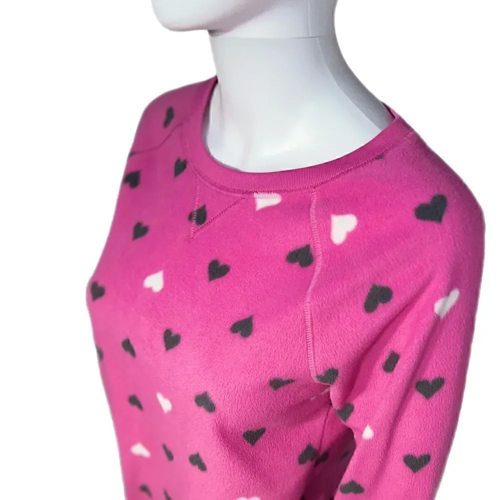 Abstract Heart Fleece Pajama Shirt